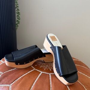 Stylish Black Leather Clogs